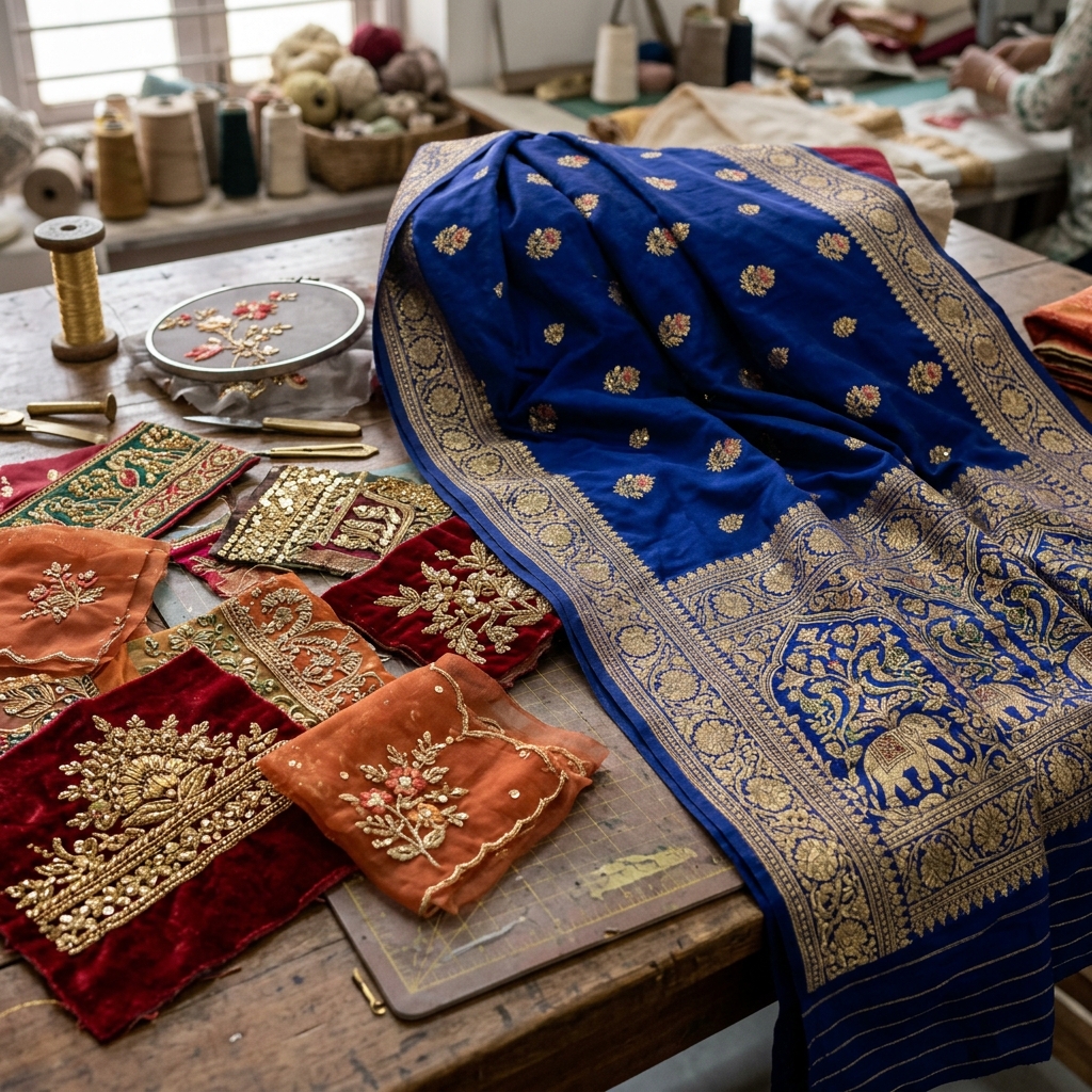 Bridal Velvet Bits Saree
