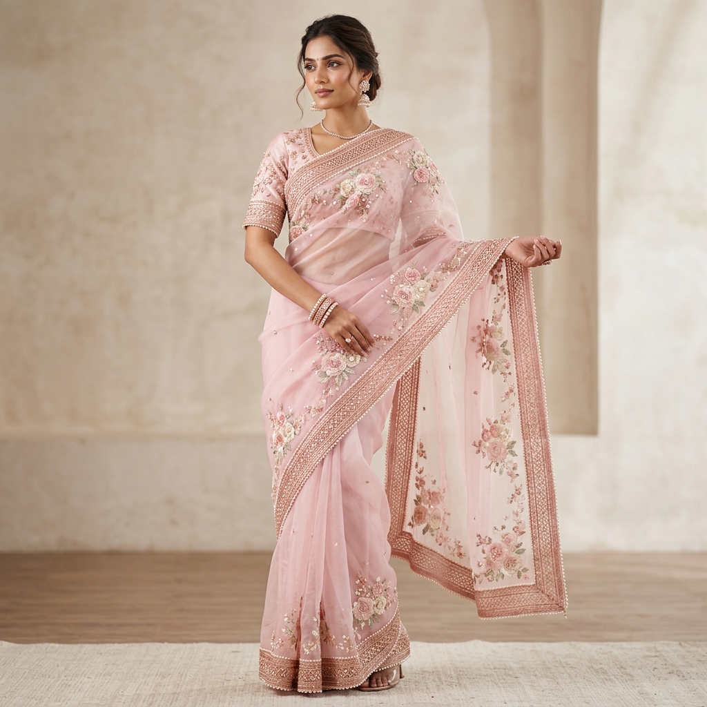 Pastel Organza Bits Saree